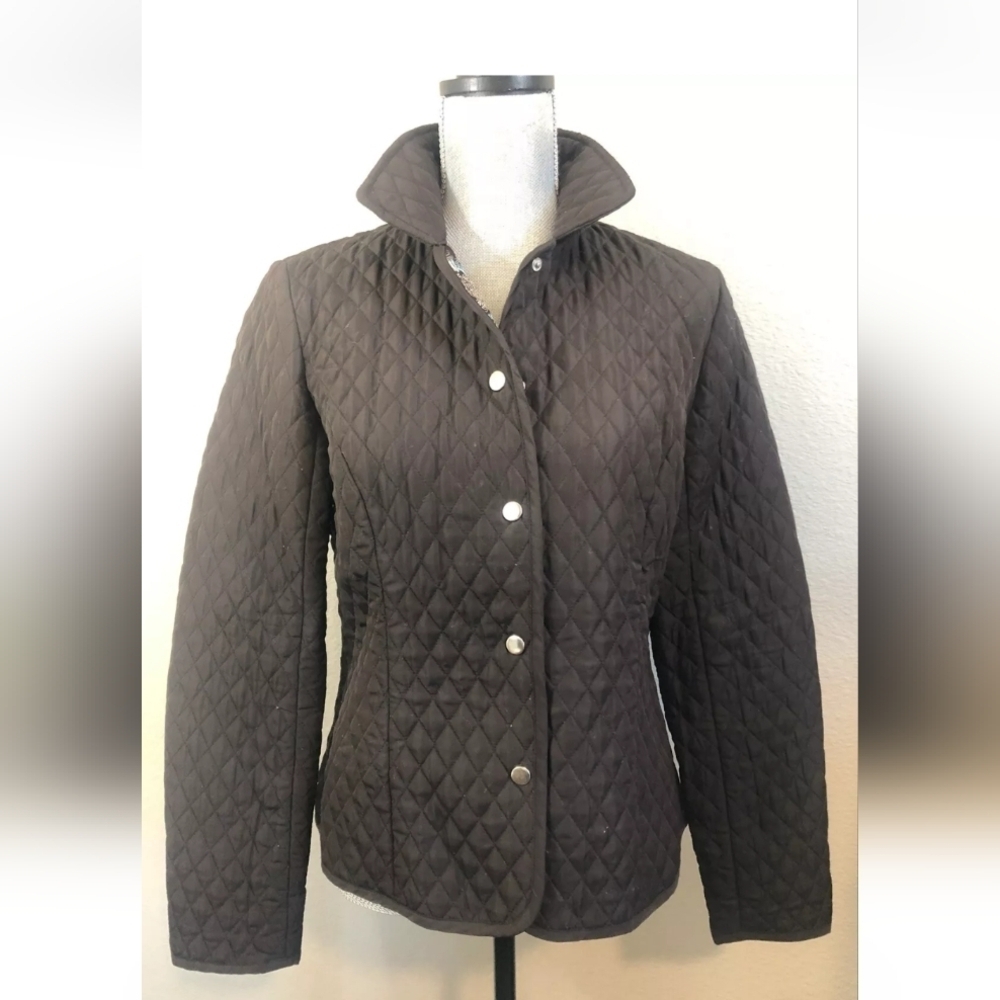 BRIGGS New York  Women’s Quilted Jacket Brown Size 14 Paisley Lining